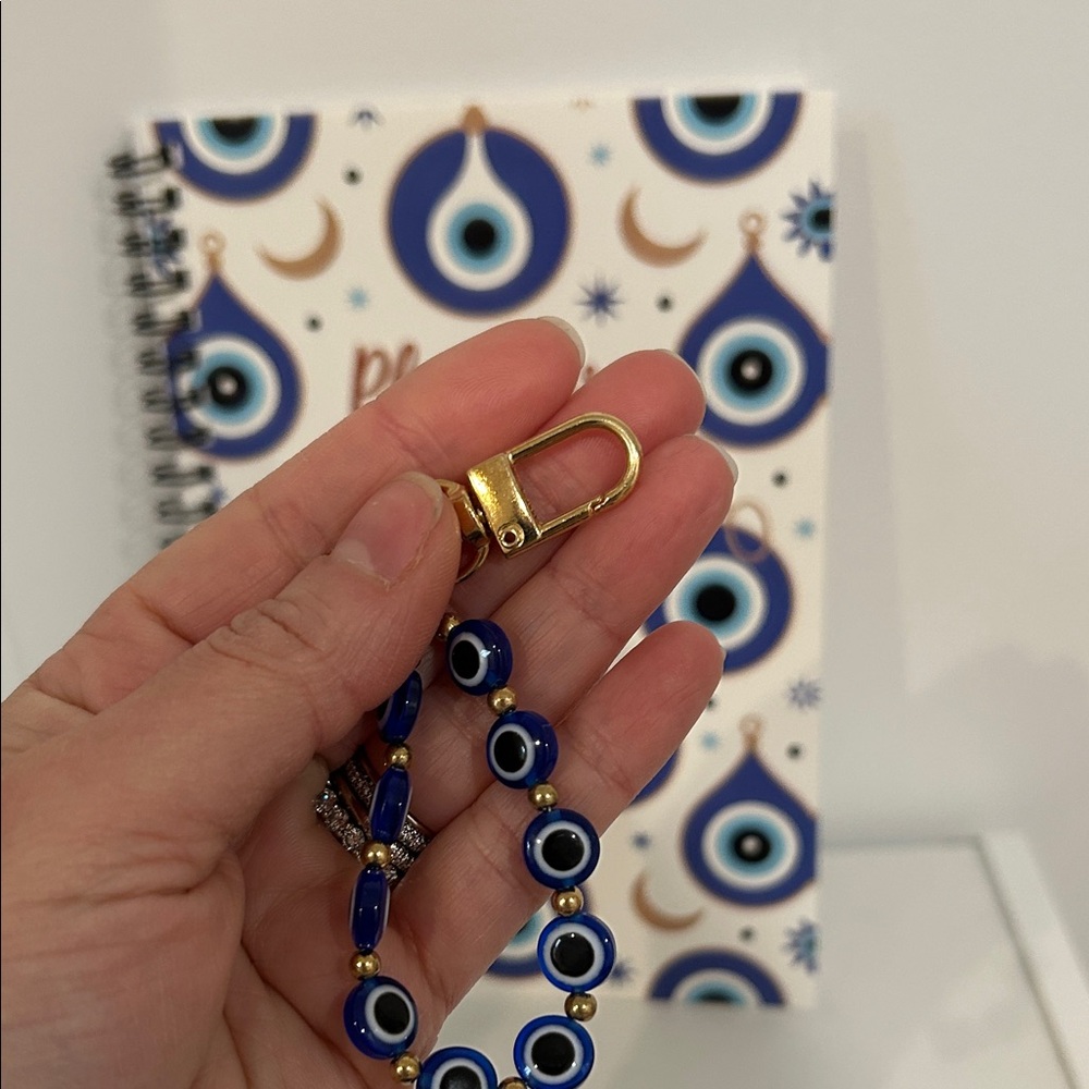 Gold and Blue Evil Eye Keychain Set of 2 - Picture 3 of 4